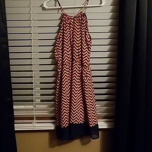 Coral and navy Chevron summer dress